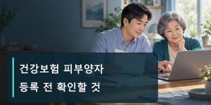 가족이 건강보험 피부양자 등록 서류를 함께 살펴보는 장면